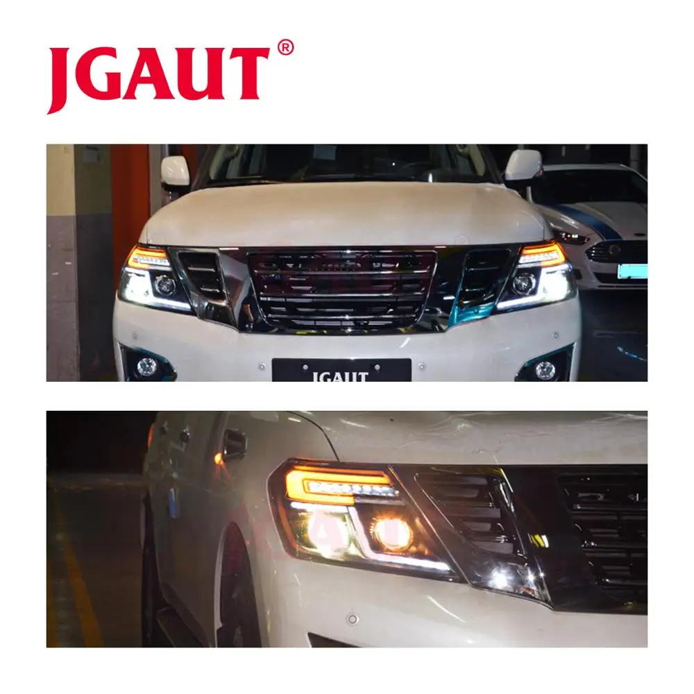 Корпус передней фары в сборе автомобиля для фар NISSAN patrol светодиодный фонарь DRL Объектив Двойной Луч Биксенон HID Q5 весь комплект