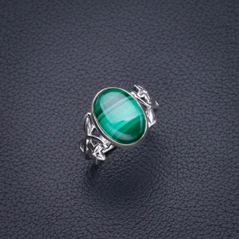 

StarGems Natural Malachite Handmade 925 Sterling Silver Ring 8.25 D4157