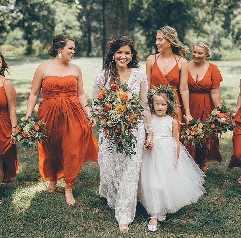 bridesmaid dress burnt orange