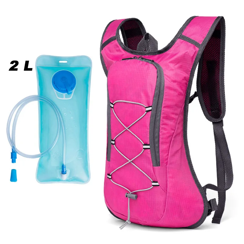 Rose Red and water bag Велосипедная сумка сверхлегкий рюкзак для велоспорта дышащий мешочек светоотражающий походный рюкзак для верховой езды велосипедная сумка 2L водонепроницаемые сумки Открытый XA237D - Цвет: Rose Red and water bag