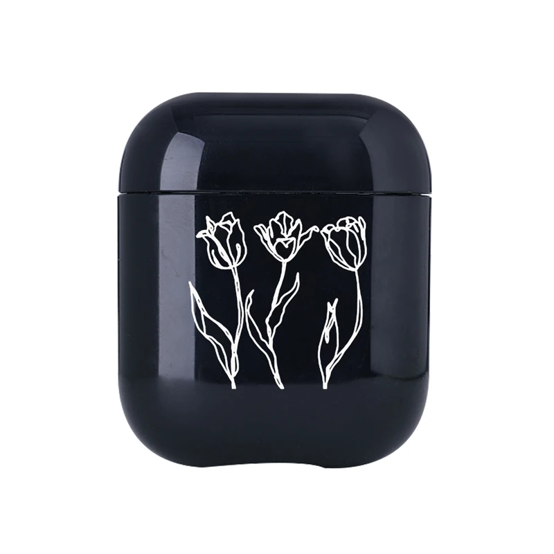 I01044S Мультфильм милый черный Air Pods чехол для Apple airpods чехол Роскошные линии цветок Bluetooth наушники чехол для Airpods наушники Жесткий - Цвет: I01044S