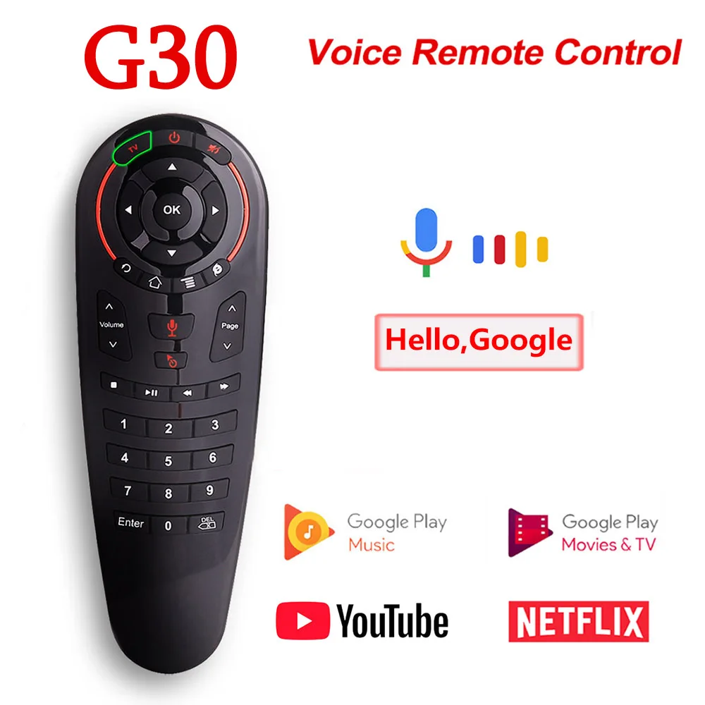

G30 Voice Remote Control 2.4G Wireless Air Mouse 33 keys IR learning Gyro Sensing Smart Remote for Smart TV BOX Game PC mini