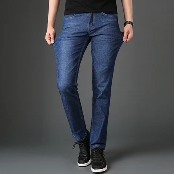 

2019 Skinny Denim Jeans Men Brand Casual Classic Elastic Slim Pencil Pants Fashion Male Stretch Black Blue Washed Top