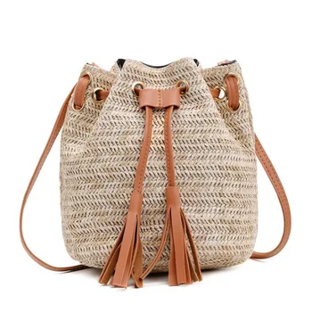 

2020 Summer Ladies Bag Retro Drawstring Bucket Bag Handbag New Women's Tassel Portable Slung Shoulder Bag