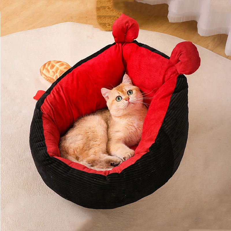 Теплая корзина для кошки, кровать, домик для кошки, питомник для собаки, щенка, домашний спальный питомник, плюшевый удобный дом, подушка для питомца, спальный мешок