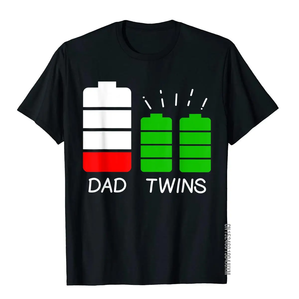 Funny Tired Dad Of Twins Low Battery T-Shirt__97A647black