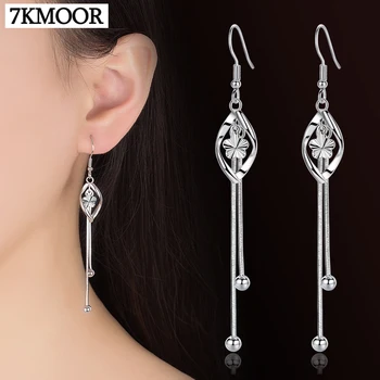 

7KMOOR Girls Drop Earrings Silve Jewelry new woman fashion gold silver earrings long tassel five-pointed star round retro KM171