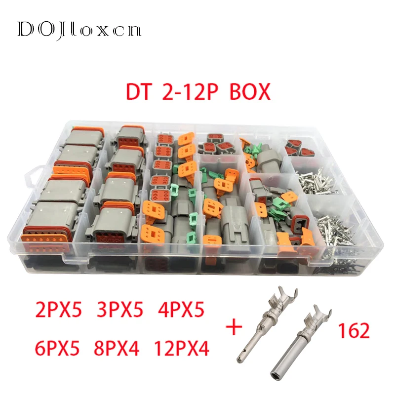 Kit de Conector de Fio Impermeável Plugue Selado Automotivo Conector dt com Terminais Caixa 317p Deutsch Série 212p Dt062s Dt04-2p