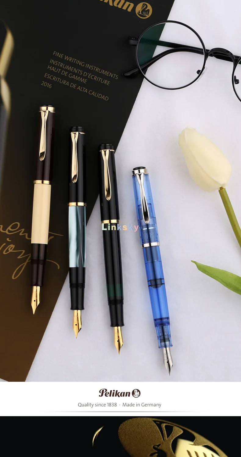 Pelikan m200/m205万年筆、金メッキペリカンクリップ、金メッキ