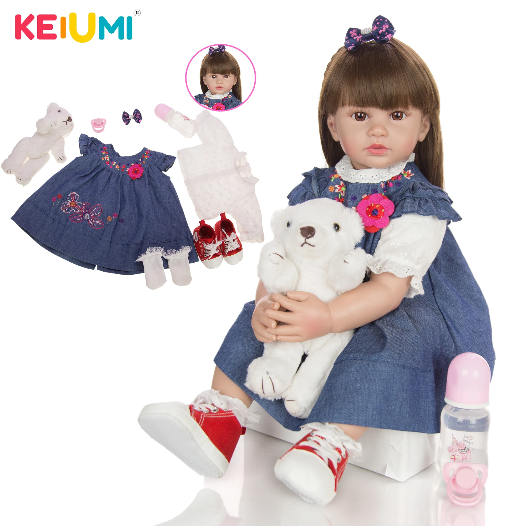 Мягкие силиконовые куклы Reborn KEIUMI 24 дюйма 60 см принцесса детские игрушки больше