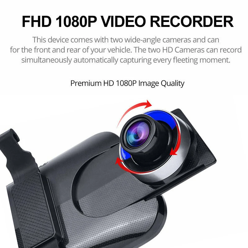 HD 1080P Автомобильный видеорегистратор зеркало заднего вида видеорегистратор двойной объектив сенсорный экран Запчасти