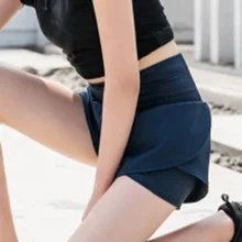 Женские спортивные шорты, однотонные, быстросохнущие, с высокой талией, для лета, для йоги, фитнеса, G66