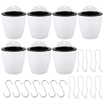 

Self Watering Hanging Planters 7 Pack for Plants Flowers Indoor Outdoor Window Wall Large 7 Inch Plant Pots with Hooks