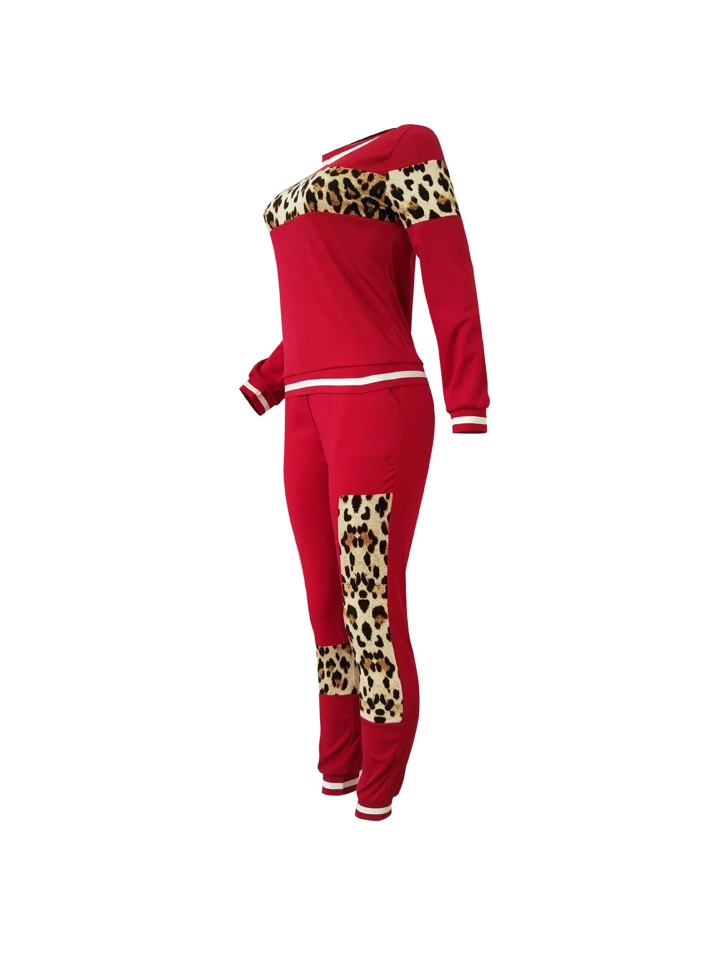 Осенне-зимний женский комплект с леопардовым принтом, толстовка с длинным рукавом, штаны, костюм, уличная одежда, комплект из двух предметов, спортивный костюм