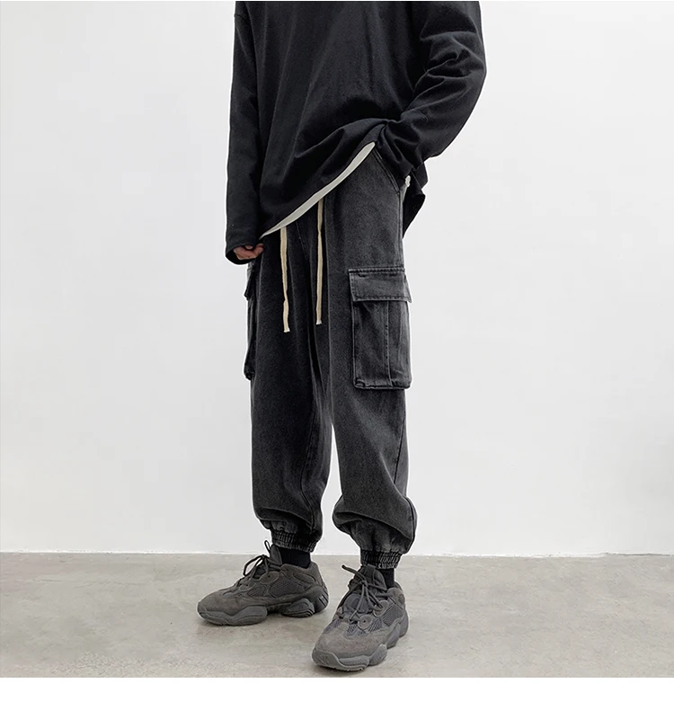 ICCLEK Plus Size Jeans Men's Fall/winter Straight-leg Pants Loose-fitting Pants Fashion Men's Clothing Patchwork Jeans