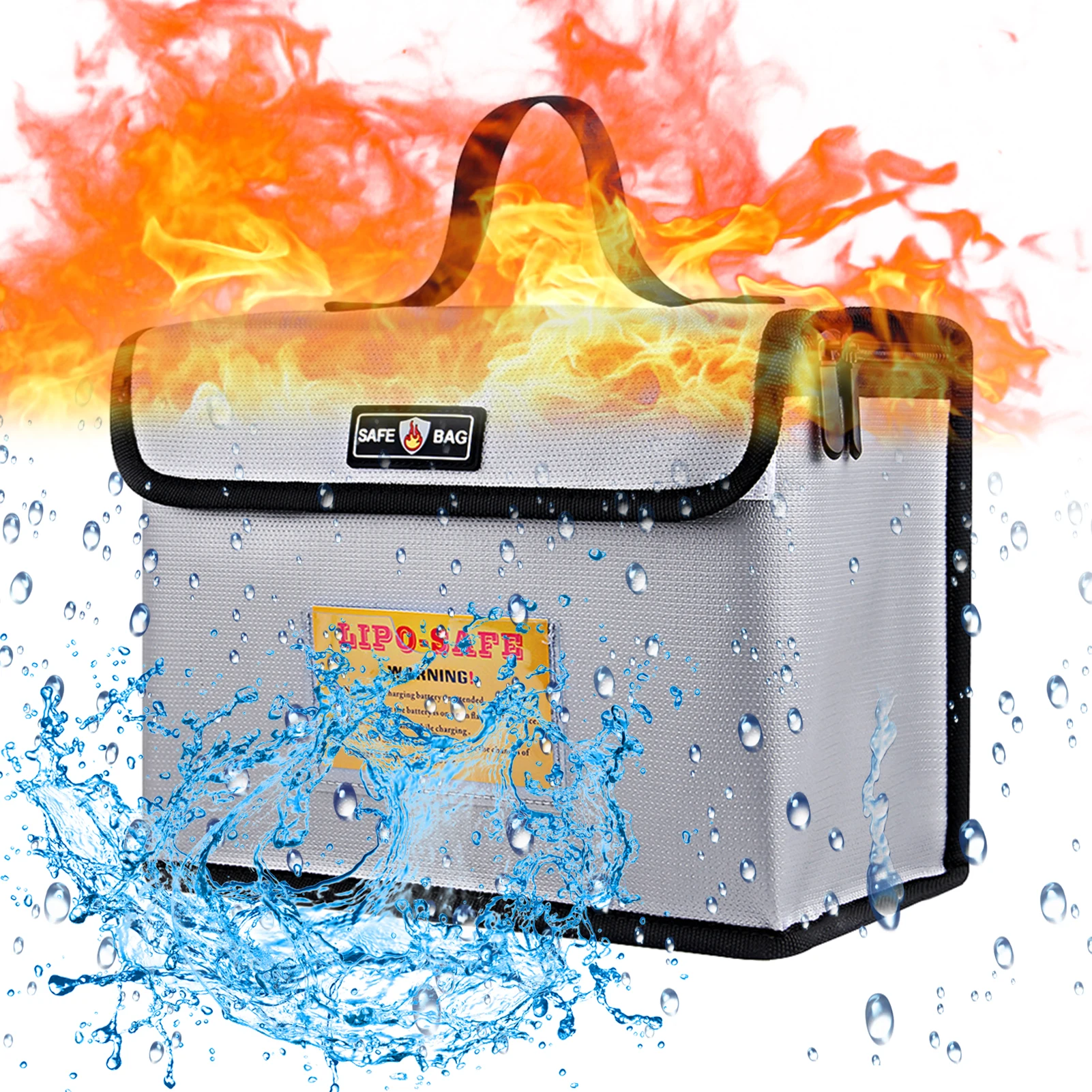 Bolsa de guardia segura para batería Lipo, a prueba de explosiones, portátil, para almacenamiento y carga de batería, con estuche de cremallera de Metal Doble