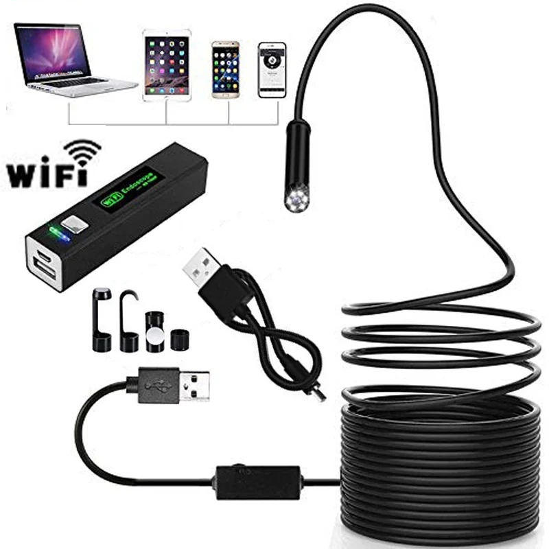 Wi-Fi USB бороскоп IP68 Водонепроницаемая Инспекционная камера 1200P HD гибкий кабель для