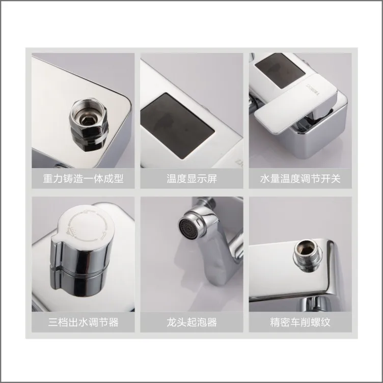 

Digital LCD Display Bath Faucet Intelligent Bath Shower Faucet Smart Rain Waterfall Temperature Shower Mixer Tap