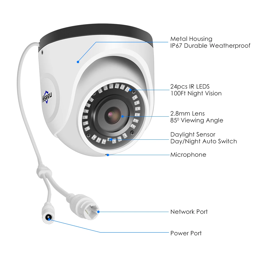 Hiseeu 4K POE ip-камера, аудио камера для помещений, 8 Мп, сетевая купольная камера видеонаблюдения, IR H.265, CCTV, видео наблюдение, Onvif