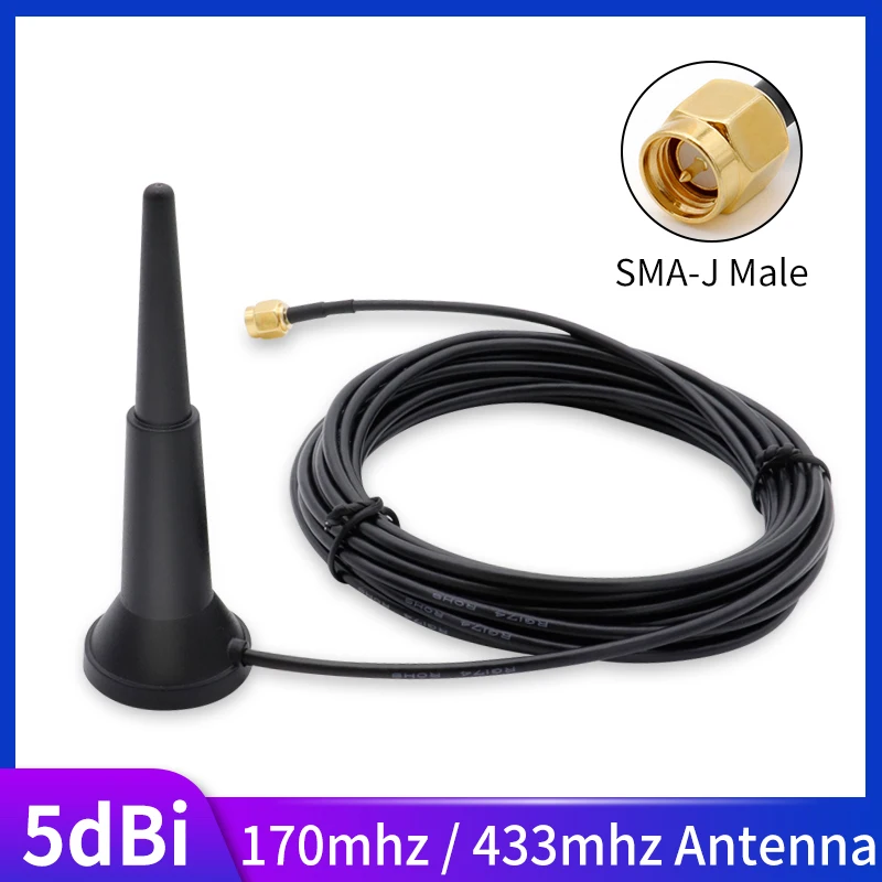 5dBi SMA 170 МГц антенны с кабелем 5 м Водонепроницаемая Магнитная Базовая антенна для 433 МГц