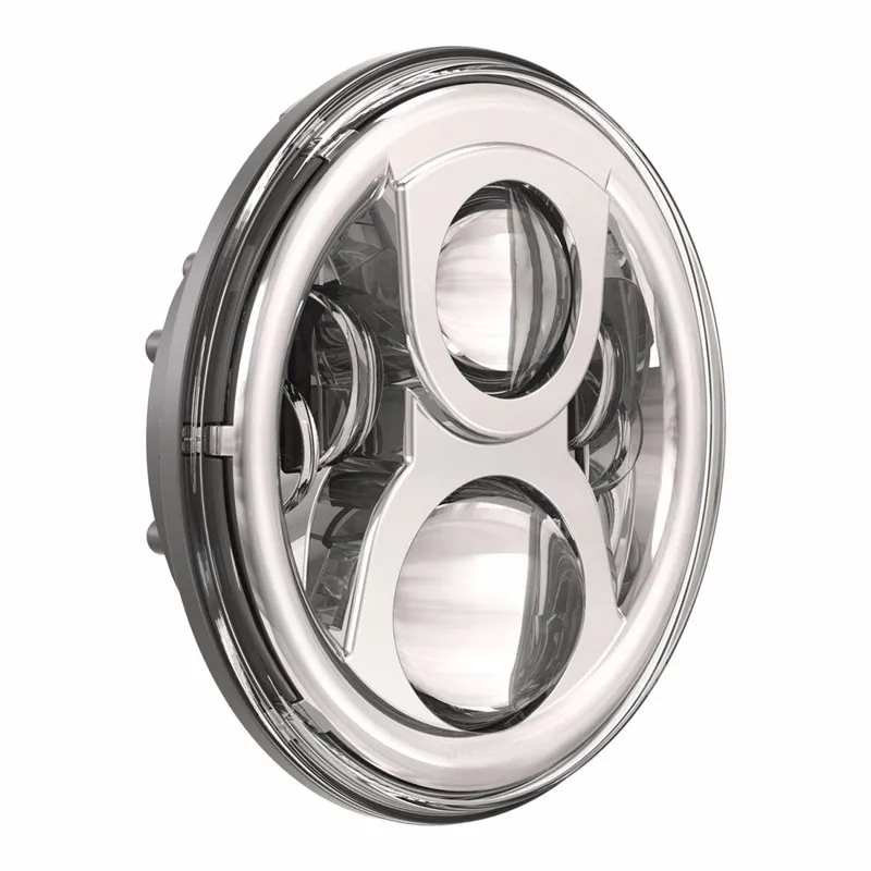 7inch  Round LED Headlight Kit 8700G2 Gen 2 Daymaker with Matching Passing Lamps & Adapter Ring (Chrome) c