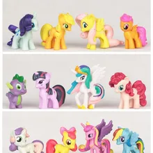 12 шт./компл. с рисунком из мультфильма «Мой Маленький Пони» юбкой всех цветов радуги; платье Симпатичные игрушки модель лошади для детей подарок на день рождения Лидер продаж