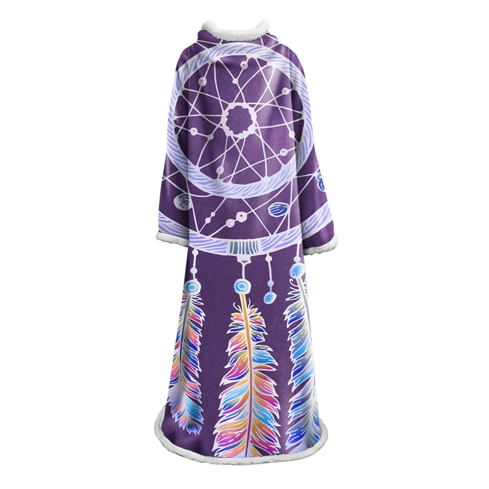 

Dreamer Series Throw Blanket Dreamcatcher 3D Printed Plush For Sofa Velvet Sherpa Sleeve Blanket Microfiber Warm Couch Cover