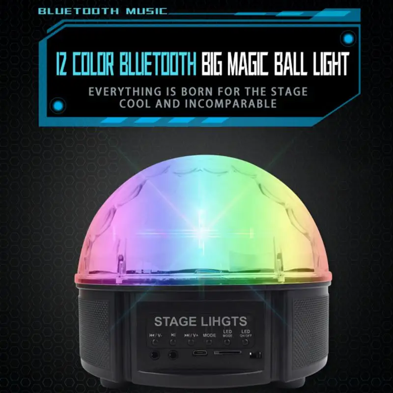 

12 Colors Crystal Magic Ball Stage Lighting Effect Laser Lamp US/EU Plug Remote Control Starry Sky Projection Lights