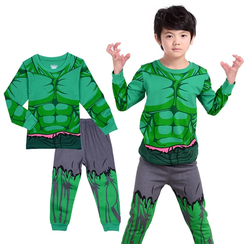 От 2 до 10 лет дети мальчик супергерой Халк человеком-пауком Железный человек пижамы одежда для сна комплект пижамы с рисунками из мультфильмов детская год пижамы