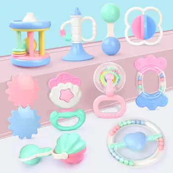 

10pcs/Set Newborn Baby Hand Rattle Toy Colorful Baby Hand Graping Shake BB Device Rattle Teether Developmental Toy