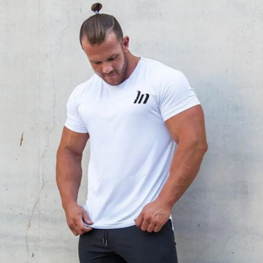 Compression T-shirt Running Sport Mens Gym Fitness Superelastic Quick dry Skinny t shirt Summer Male Jogging Training Tees Tops