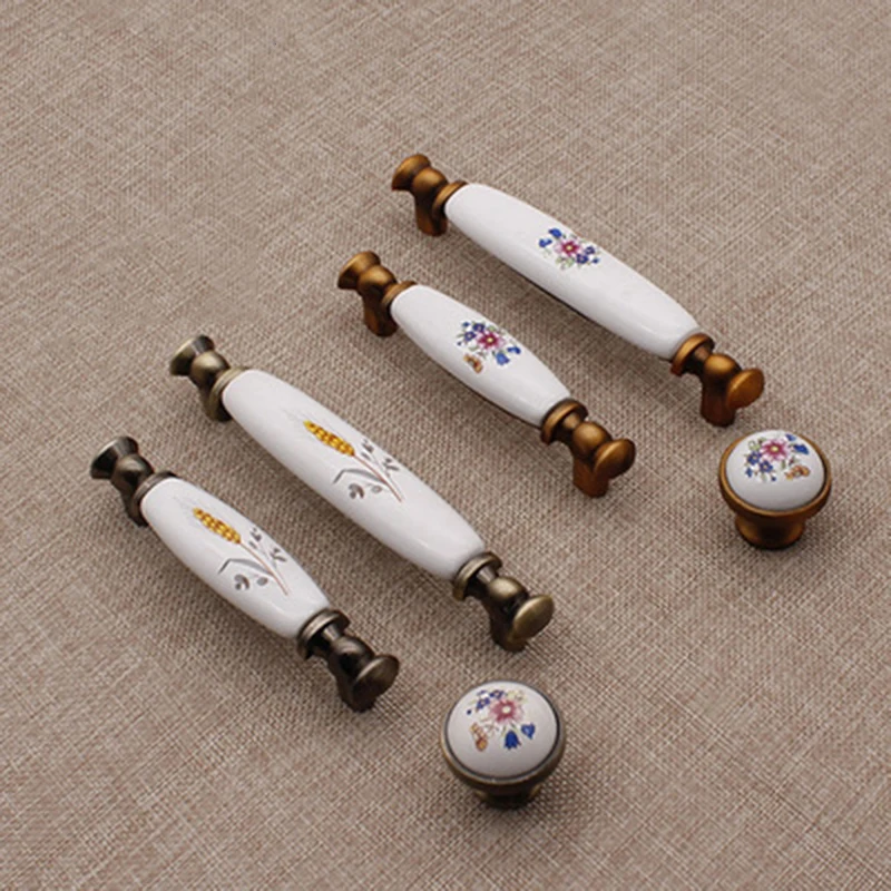 

Door Handles Country Style Ceramic Drawer Pulls Knob Dresser Kitchen Cabinet Handles and Knobs Furniture Handles