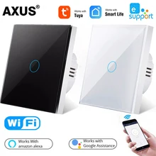 AXUS Tuya Smart Wifi Touch Switch No Neutral Wire Required Smart Home Life wall Light Switch support Alexa Google Voice Control