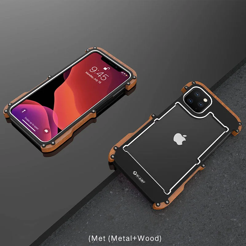 Wood Metal Металлический алюминий чехол для iPhone X XR XS MAX 5 5S SE 6 6S 7 8 Plus чехол противоударный деревянный задняя крышка для iPhone 11 Pro Max Coque - Цвет: Wood Metal