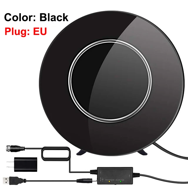 DVB-T2 комнатная тв антенна для цифрового тв hdtv dvb t2 антена для телевизора 4K 1080P DTV T2 цивровое тв антенна с участием усилитель антенны 150 миль сигнала cellular signal booster - Цвет: EU Plug Black color