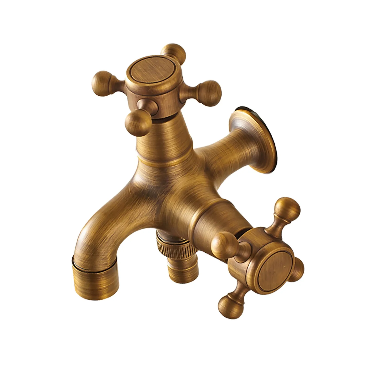 Double Outlet Tap Garden Tap In Antique Style Double Ball Drain Tap