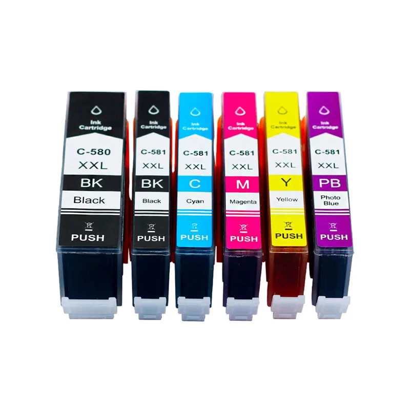 Черный PGI-580 CLI-581 PGI-580XXL CLI-581XXL совместимые картриджи Canon 580 581 580XXL 581XXL работать с Canon Pixma TS8150 TS8151 - Цвет: Черный