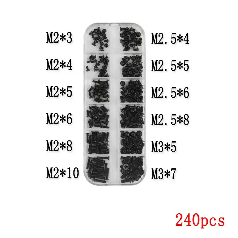 Комплект винтов KM для ремонта небольших 240 шт./компл. M2 M2.5 M3 винты Phillips с плоской