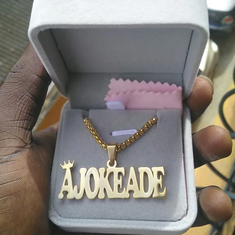 Male Bead Chain Custom Name Necklace Personalized Stainless Steel Chain Bold Nameplate Pendant Necklace Best Gift For Boyfriend Customized Necklaces Aliexpress