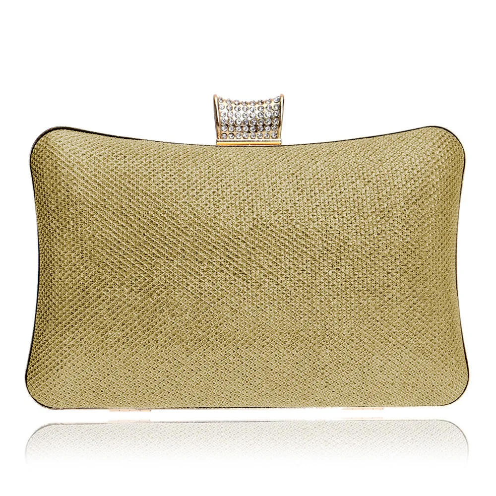 

Simple Leather Evening Bag Fashion Small Square Bag with Diamond Clutch Bride Handbag Banquet Bag