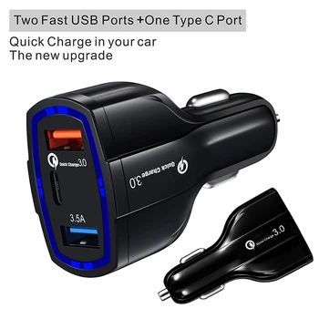 

2 USB +1 Type-c Car Charger Adapter 3.5A Quick Charge QC3.0 Type-C Brand New And High Quality Dual USB
