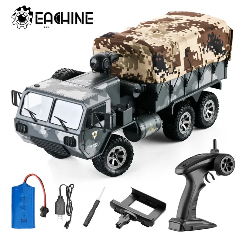 Eachine EAT01 1/16 2,4G 6WD RC автомобиль пропорциональный контроль армии США военный внедорожник Рок Гусеничный грузовик RTR с камерой 720P