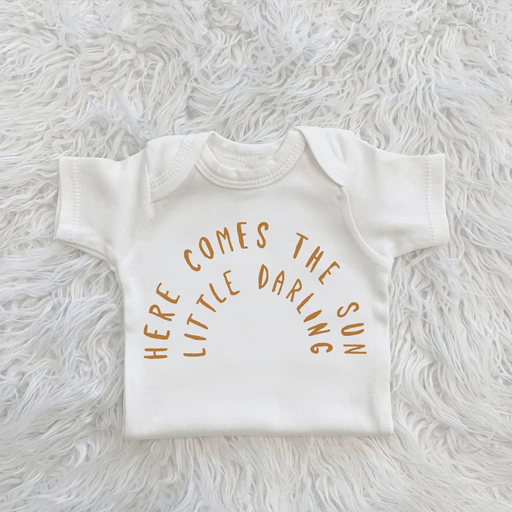 Here Comes The Sun Baby Bodysuit Rainbow Neutral Here Comes The Sun Shirt Rainbow Bodysuit Mommy and Me Family Clothes Wear