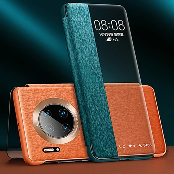 

Smart Window Clear View Flip Case For Huawei Mate 30 Pro Coque Leather Cover Mate 30 Phone Case Sliding Answer Calls Auto Sleep