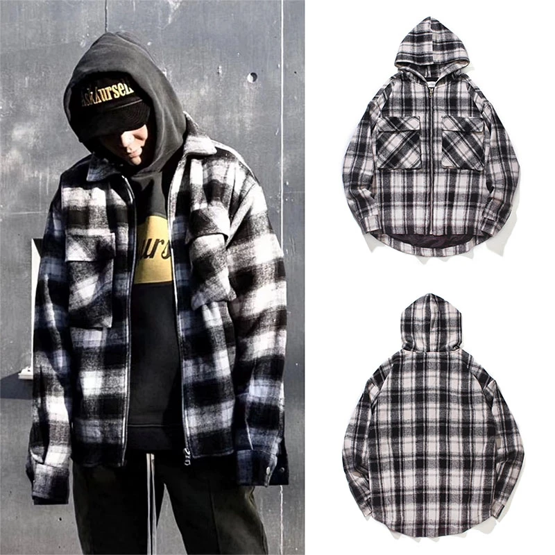 off white plaid hoodie