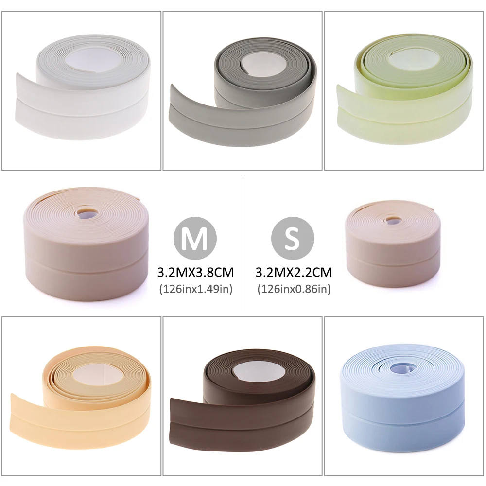 

3.2m x 38/22mm New Bathroom Shower Sink Bath Sealing Strip Tape Caulk Strip Self Adhesive Waterproof Wall Sticker for Bathroom