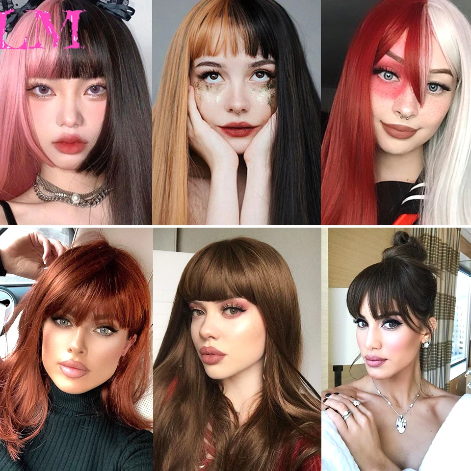 LM Short Synthetic Bangs Heat Resistant Hairpieces Hair Women Natural Short Fake Hair Bangs Clips for Extensions Black