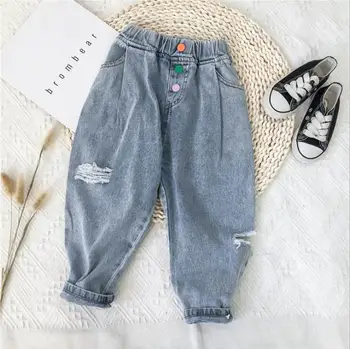 

2020 new arrival girls boys denim pants spring fashion kids jean pants 3-8t HM299