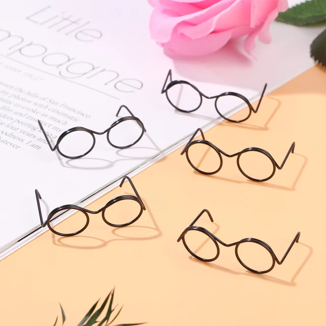 Cute Round Glasses Frame Dolls Fashion Retro Lensless Eyewear Mini Toy Eyeglasses Doll Glasses Doll Dressing Accessories 3