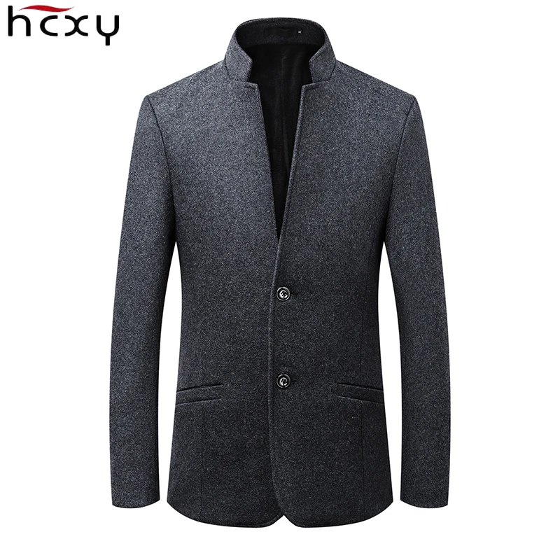 HCXY, мужской зимний Блейзер, мужской деловой теплый пиджак, пальто, мужское шерстяное пальто, плюс бархатное мужское теплое пальто, приталенное